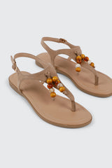 Beaded Thong Flat Sandals