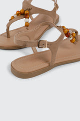 Beaded Thong Flat Sandals