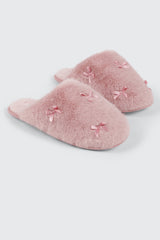 Faux Fur Bow Slippers