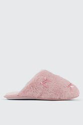 Faux Fur Bow Slippers