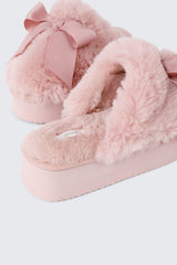Faux Fur Platform Slippers