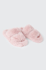 Two Band Faux Fur Slippers