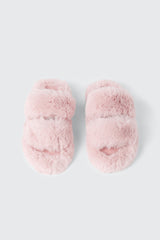 Two Band Faux Fur Slippers
