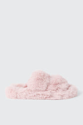 Two Band Faux Fur Slippers