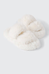 Two Band Faux Fur Slippers