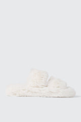Two Band Faux Fur Slippers