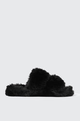 Two Band Faux Fur Slippers
