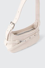 Faux Leather Shoulder Bag with Buckle Strap