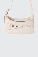 Faux Leather Shoulder Bag with Buckle Strap
