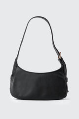 Faux Leather Shoulder Bag with Buckle Strap
