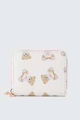 Compact Bear Print Zip Wallet
