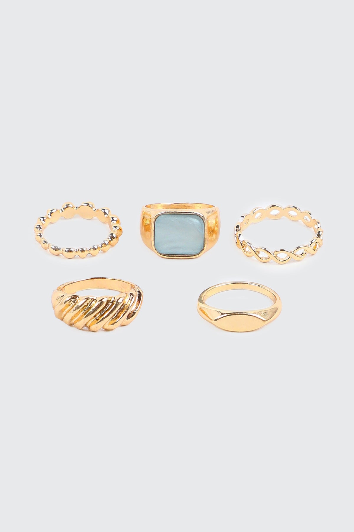 5-Pack Rings with Seafoam Stone Detail