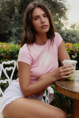 Cotton Blend Ribbed Crop T-Shirt