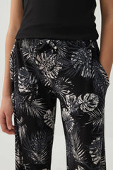 Printed Wide Leg Knit Crepe Pants