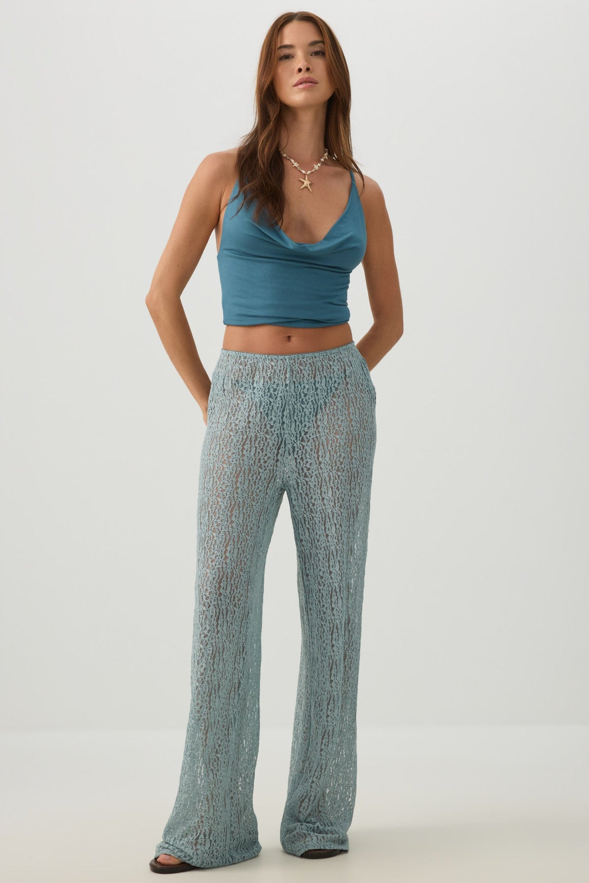 Lace Wide Leg Knit Pants