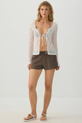 Lace Tie Front Top
