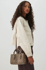 Faux Suede Small Tote Handbag