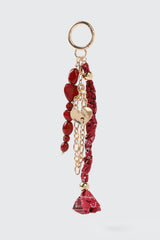 Beaded Heart Charm Keychain