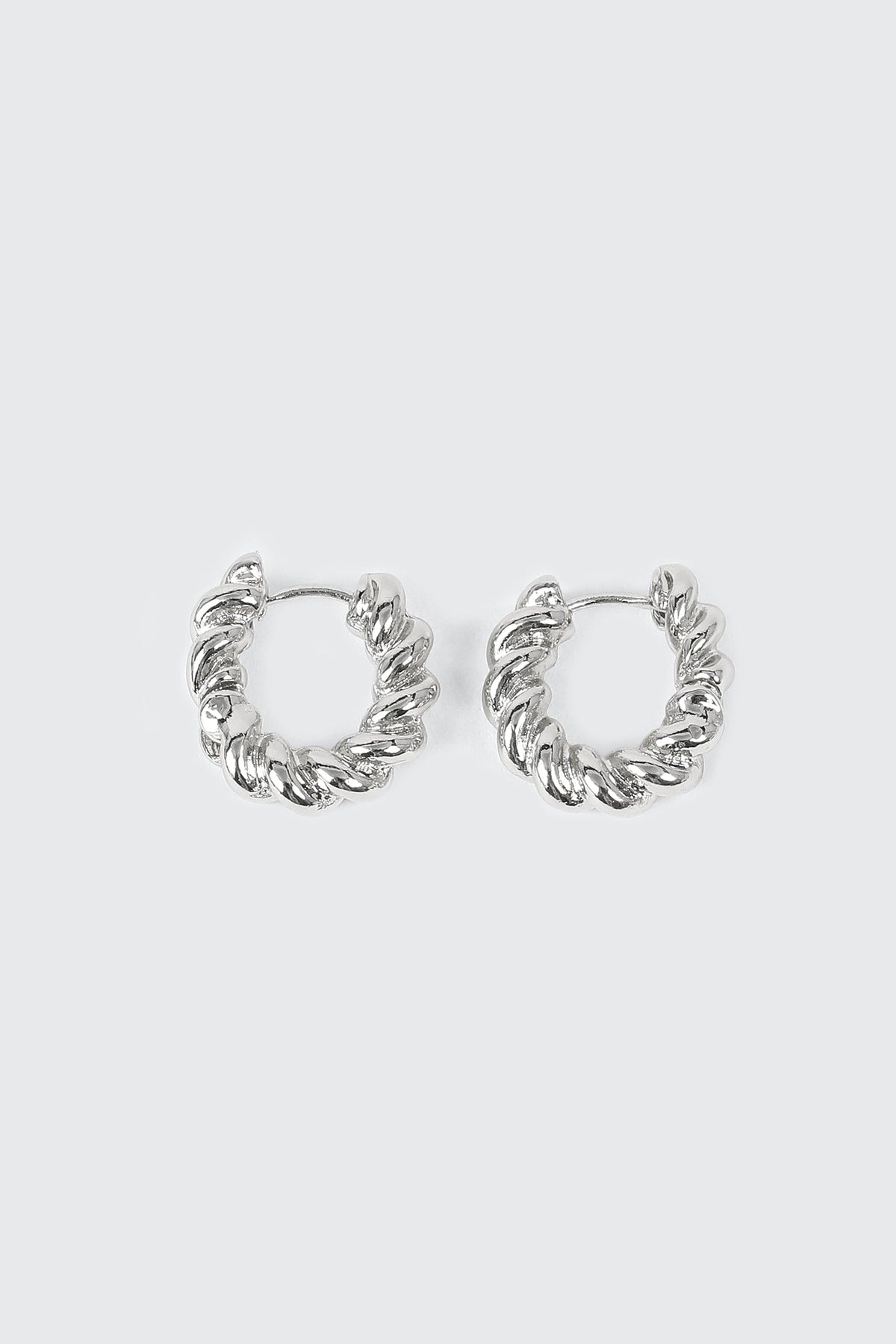 14K White Gold Plated Hoop Earrings