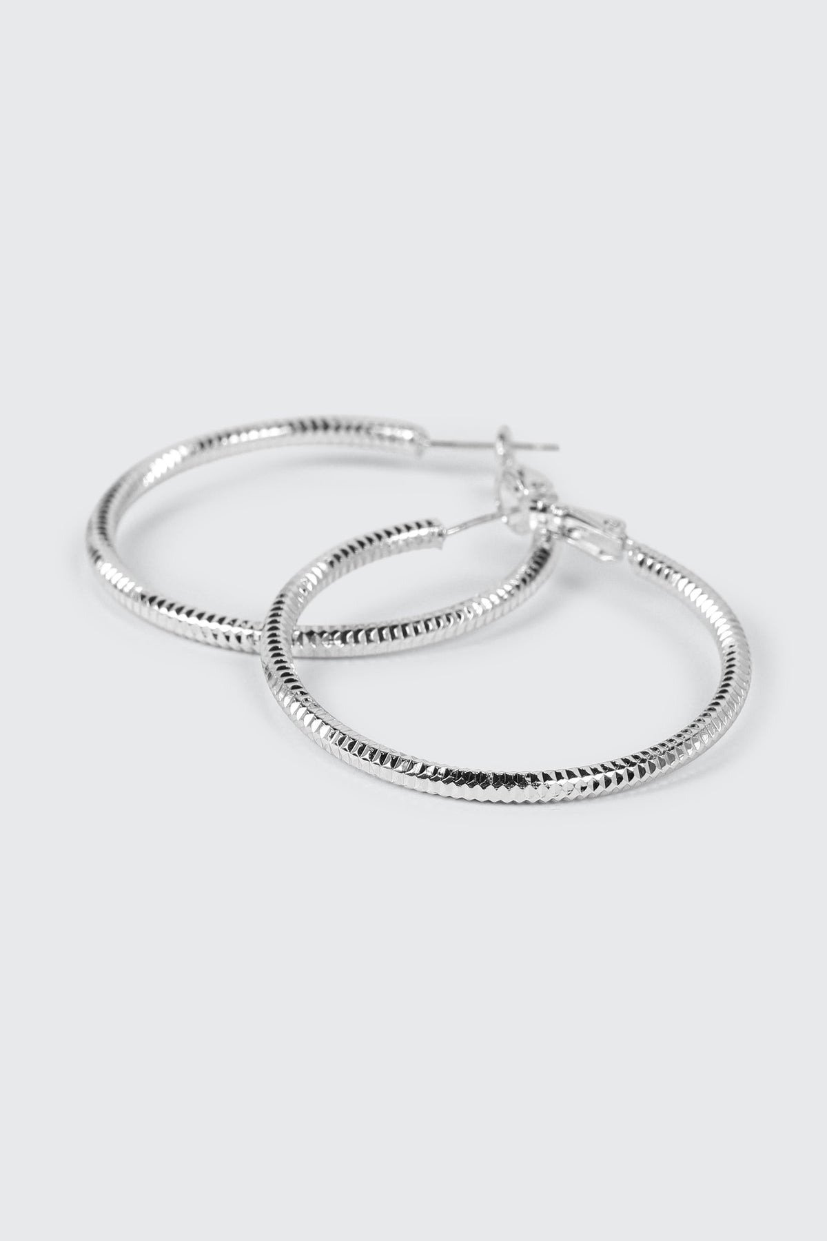 14K White Gold Plated Hoop Earrings