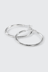 14K White Gold Plated Hoop Earrings