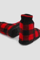Plaid Bootie Slippers for Kids