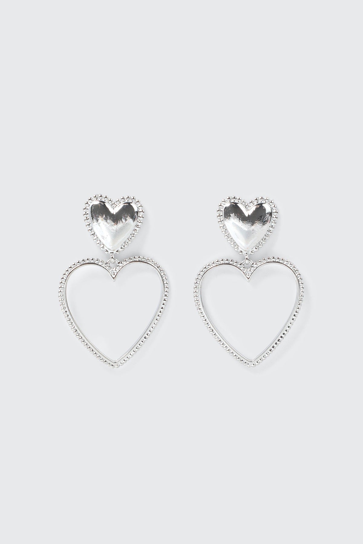 Double Heart Drop Earrings