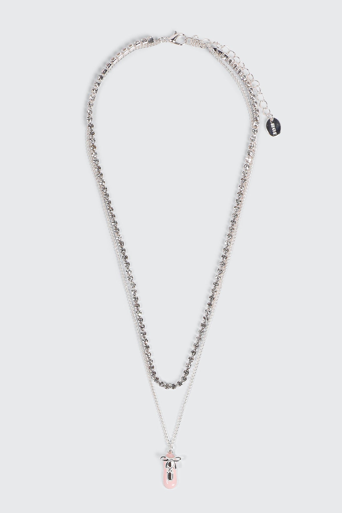 Two-Row Tennis Necklace with Ballet Slipper