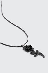 Cord Necklace with Flower Pendant