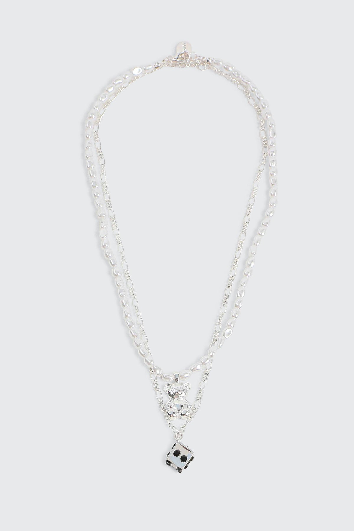 2-Row Dice & Bear Necklace