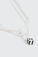 2-Row Dice & Bear Necklace