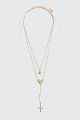 3-Row Heart & Cross Necklace