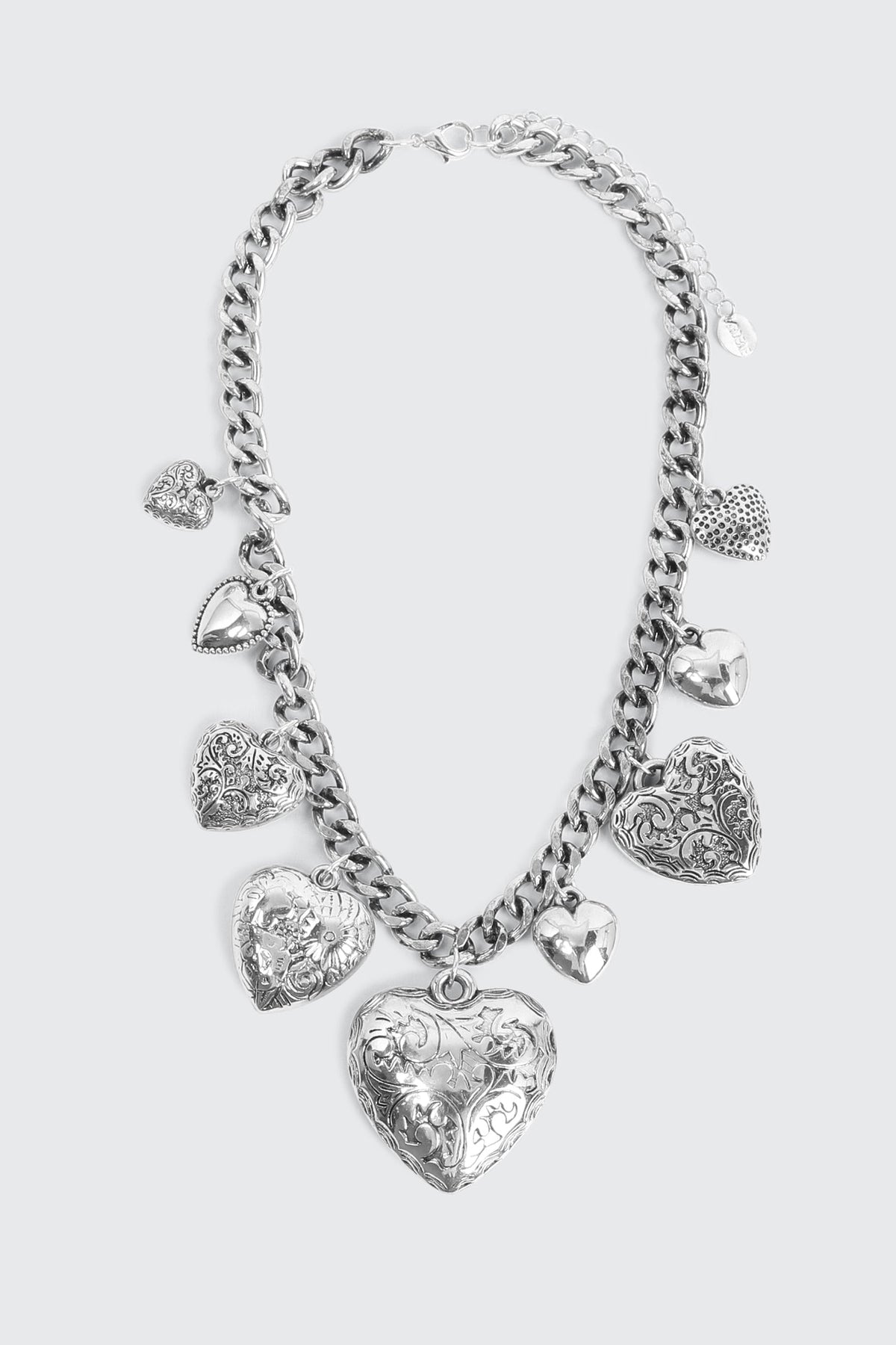 Chunky Chain Necklace with Heart Pendants