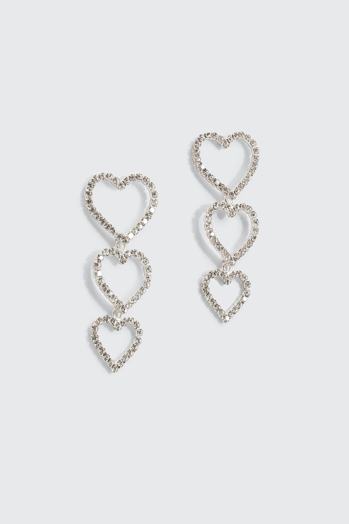 Rhinestone Heart Trio Earrings