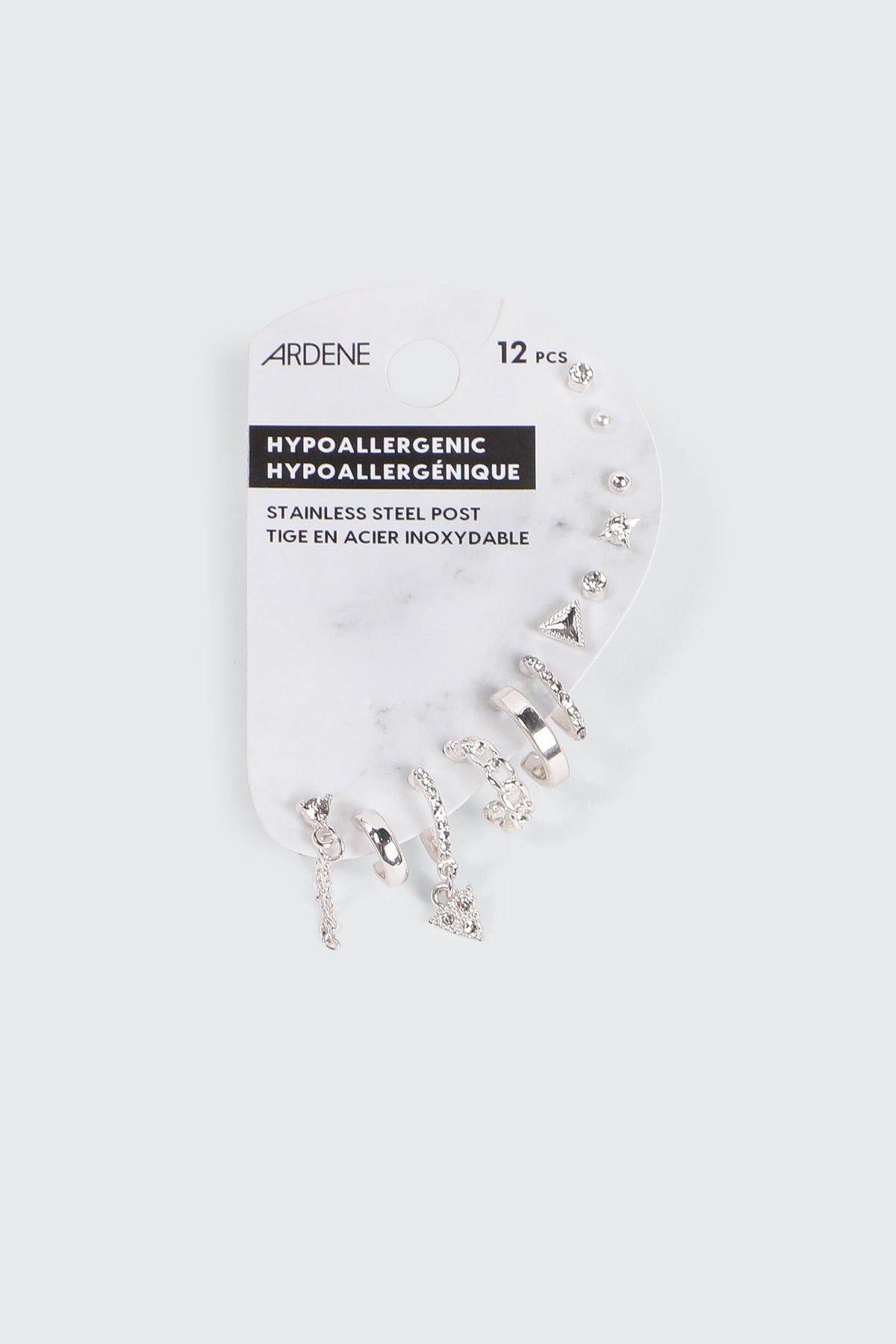 12-Pack of Silver Tone Mix Earrings
