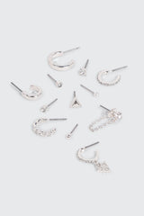 12-Pack of Silver Tone Mix Earrings