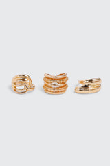 3-Pack Gold Toned Chunky Rings