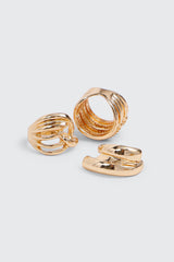 3-Pack Gold Toned Chunky Rings