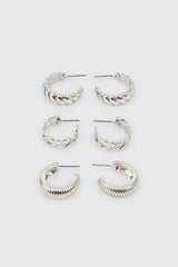 3-Pack Textured Hoop Earrings