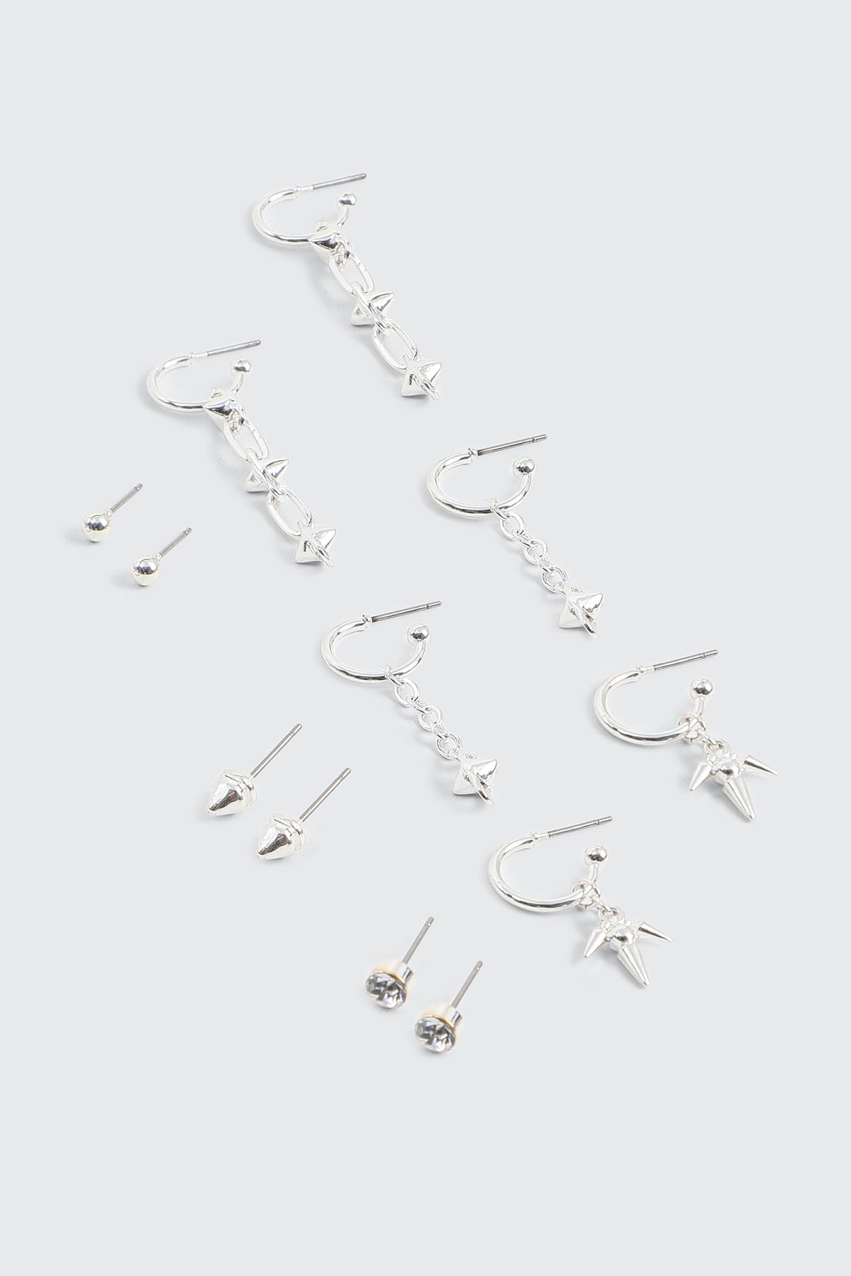 6-Pack Hoop and Stud Earrings with Spikes