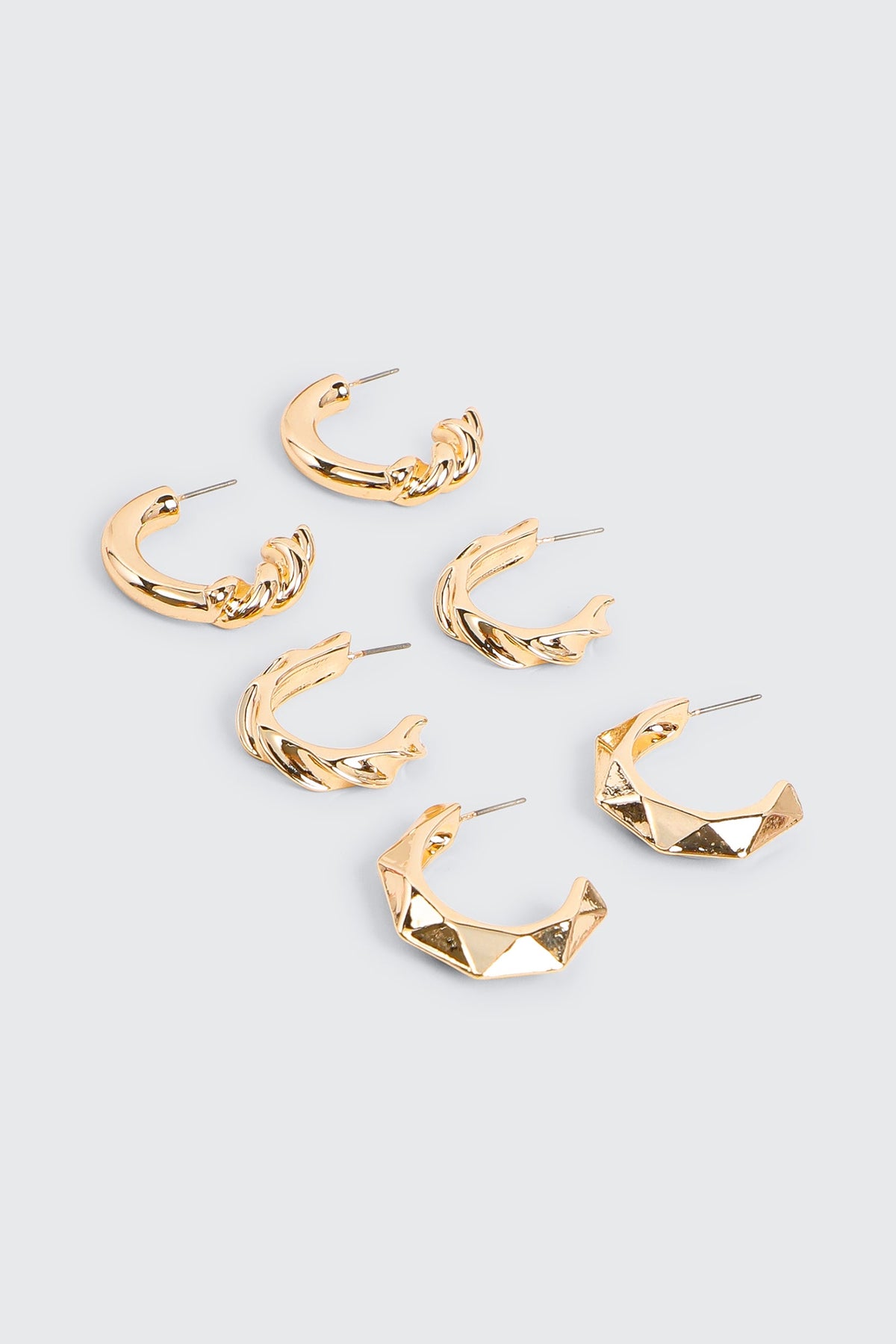 3-Pack Assorted Hoop Earrings