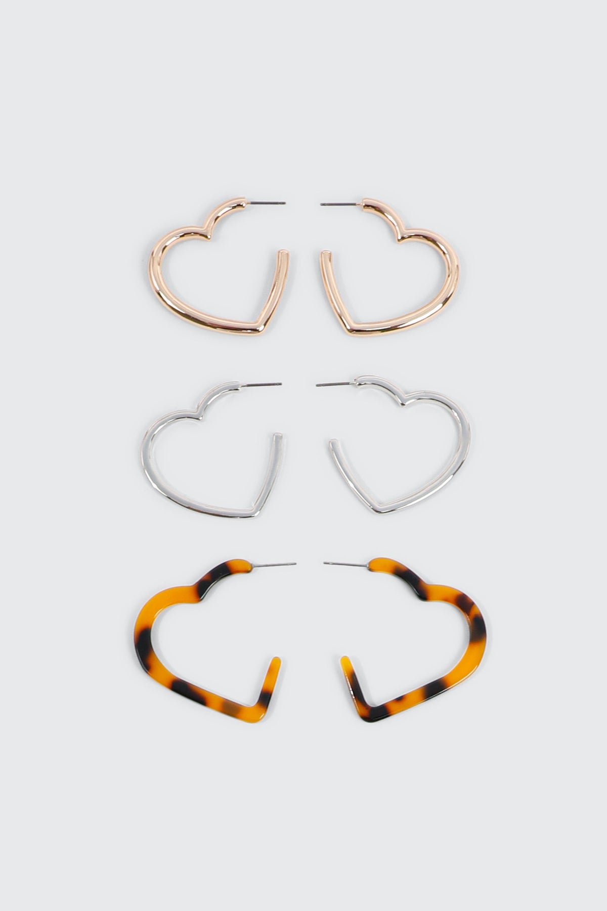 3-Pack Heart Hoop Earrings