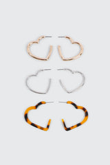 3-Pack Heart Hoop Earrings