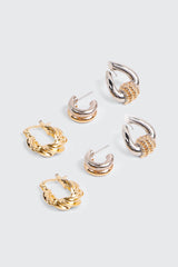 3-Pack Vintage Style Hoop Earrings