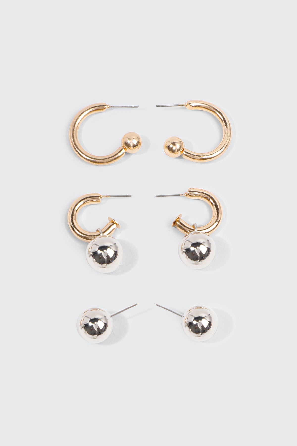 3-Pack Sphere Charm Hoop Earrings