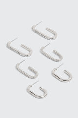 3-Pack Assorted Hoop Earrings