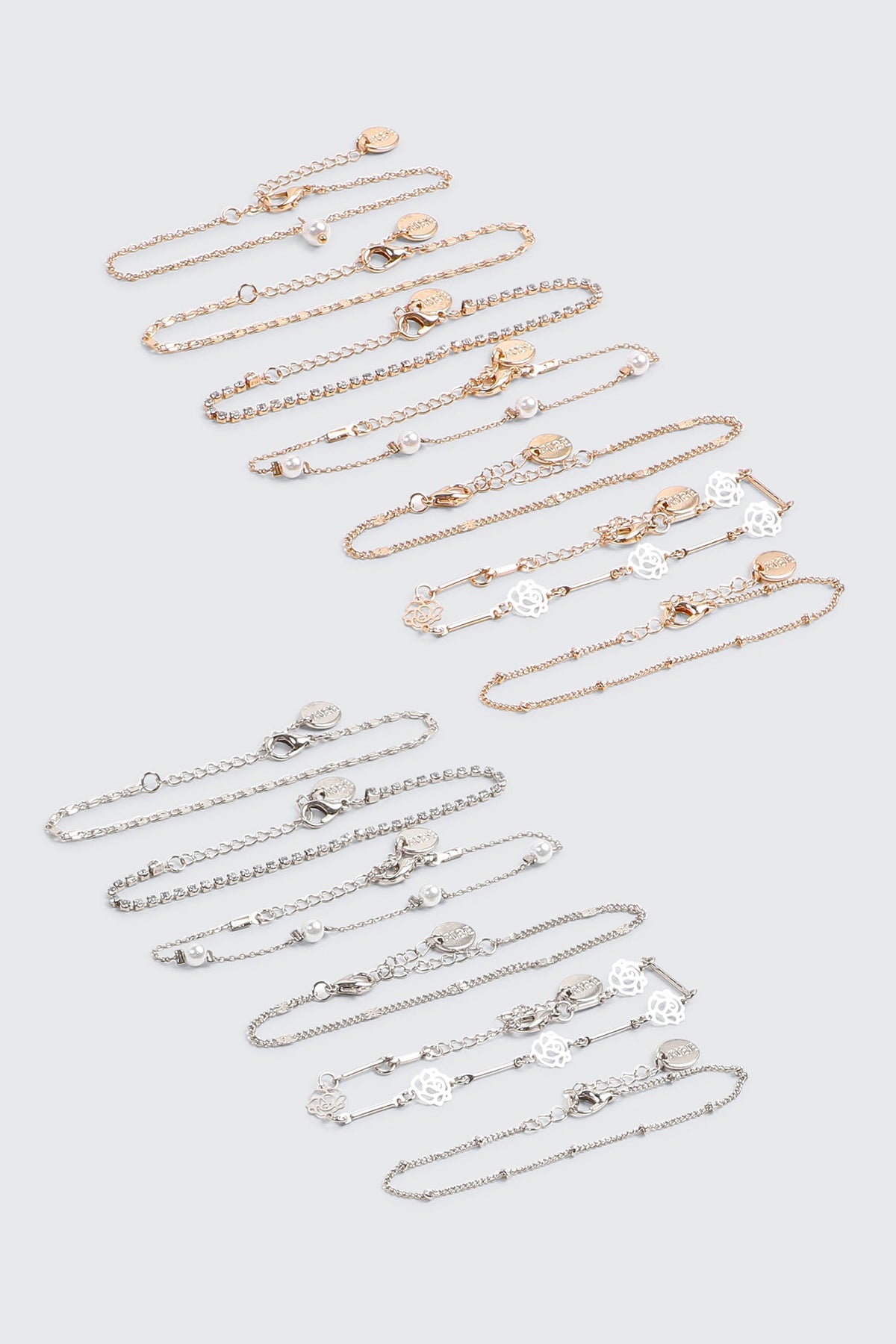 13-Pack Pearl & Rose Bracelets