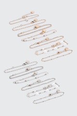 13-Pack Pearl & Rose Bracelets