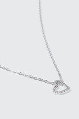14K White Gold Plated Heart Necklace