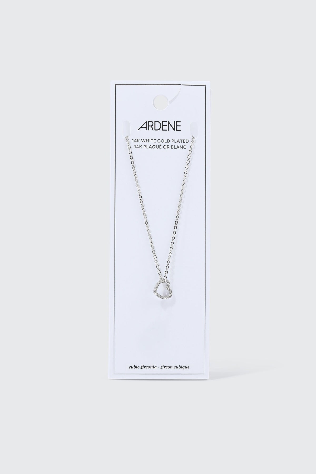 14K White Gold Plated Heart Necklace